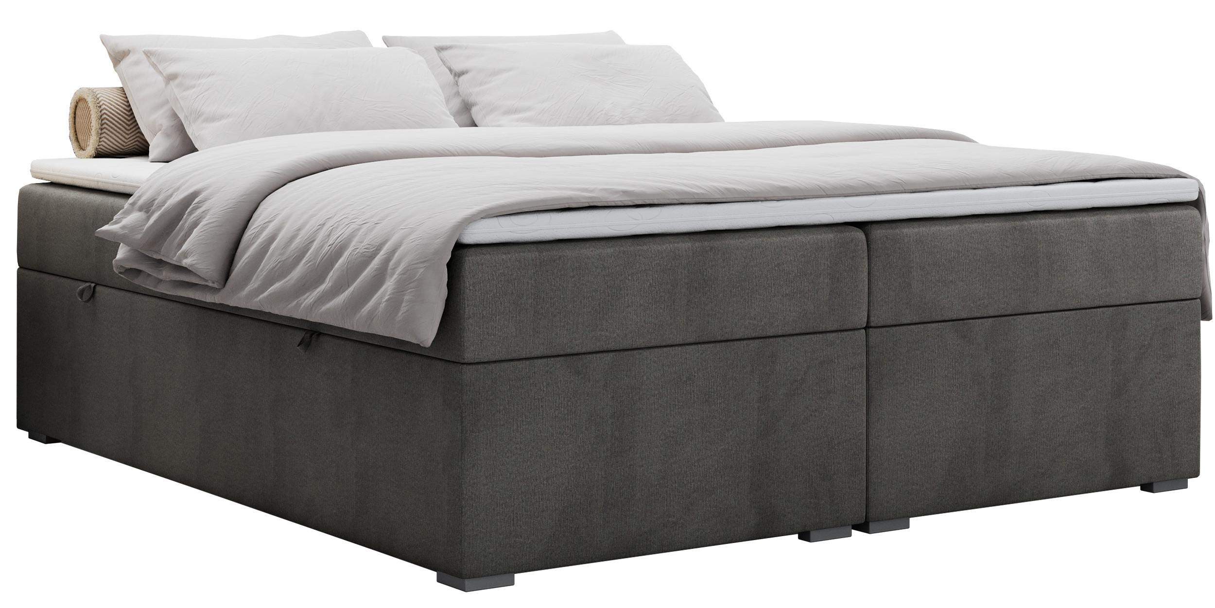 BOXBETT BESS 140/200 Dunkelgrau Velvet - H4 - Dunkelgrau, Holz/Textil (140/200cm) - MKS
