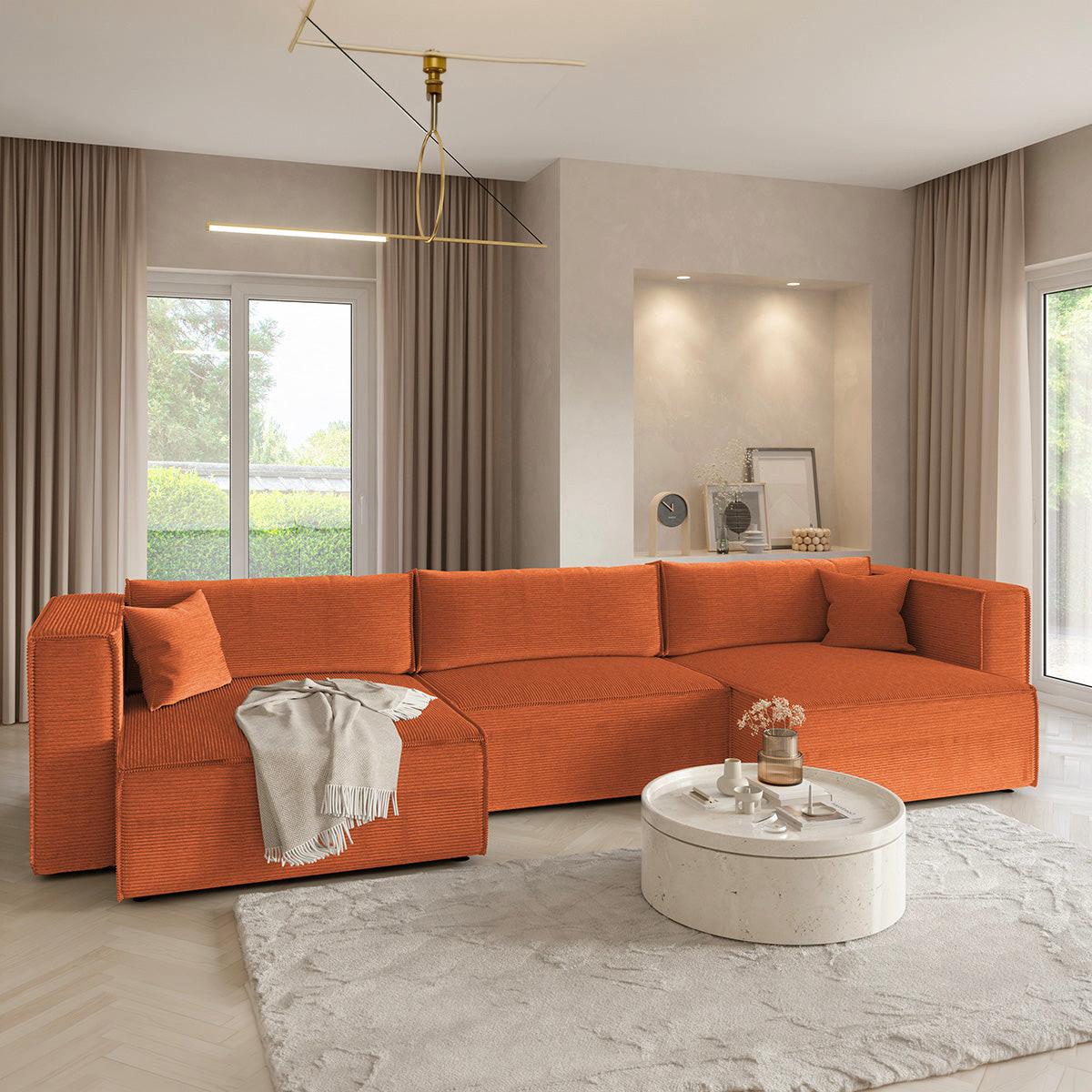 PANORAMASOFA Jimmy 5 Sitzplätze Terracotta - Terracotta, Holz (348/77/148cm) - Petits-meubles