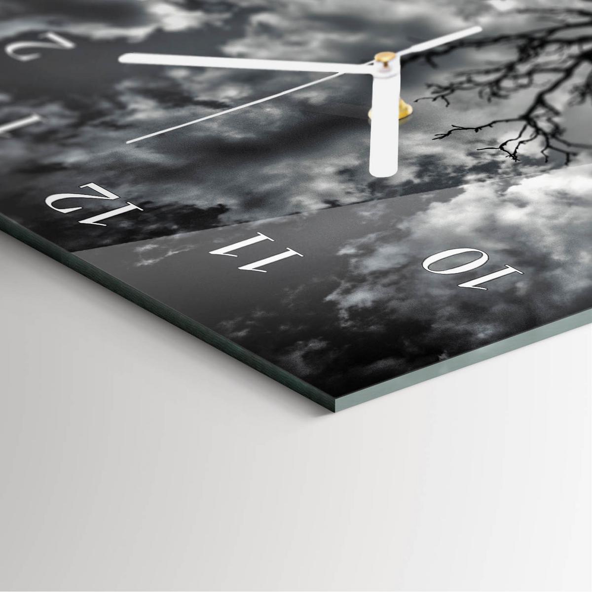 WANDUHR aus Glas 30x60 cm - Baum - Grau, Glas (30/60/0.4cm) - TULUP