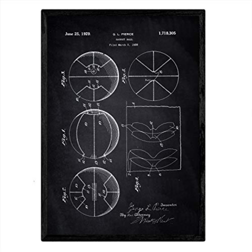 POSTER Basketball-Ball Patent A3 Rahmenlos - Schwarz, Papier (29.7/5/42cm) - Nacnic