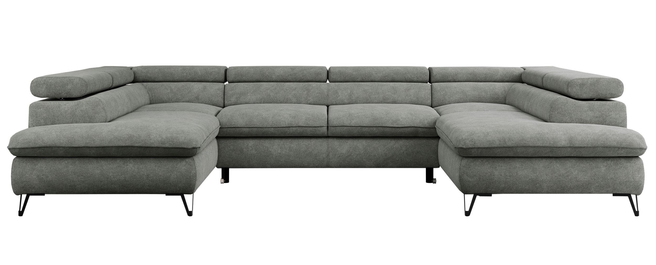 WOHNLANDSCHAFT PEDRO U Struktur Grau - Schwarz/Grau, Textil/Metall (346/76/208cm) - MKS