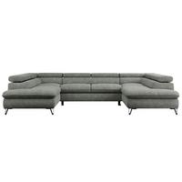 WOHNLANDSCHAFT PEDRO U Struktur Grau - Schwarz/Grau, Textil/Metall (346/76/208cm) - MKS