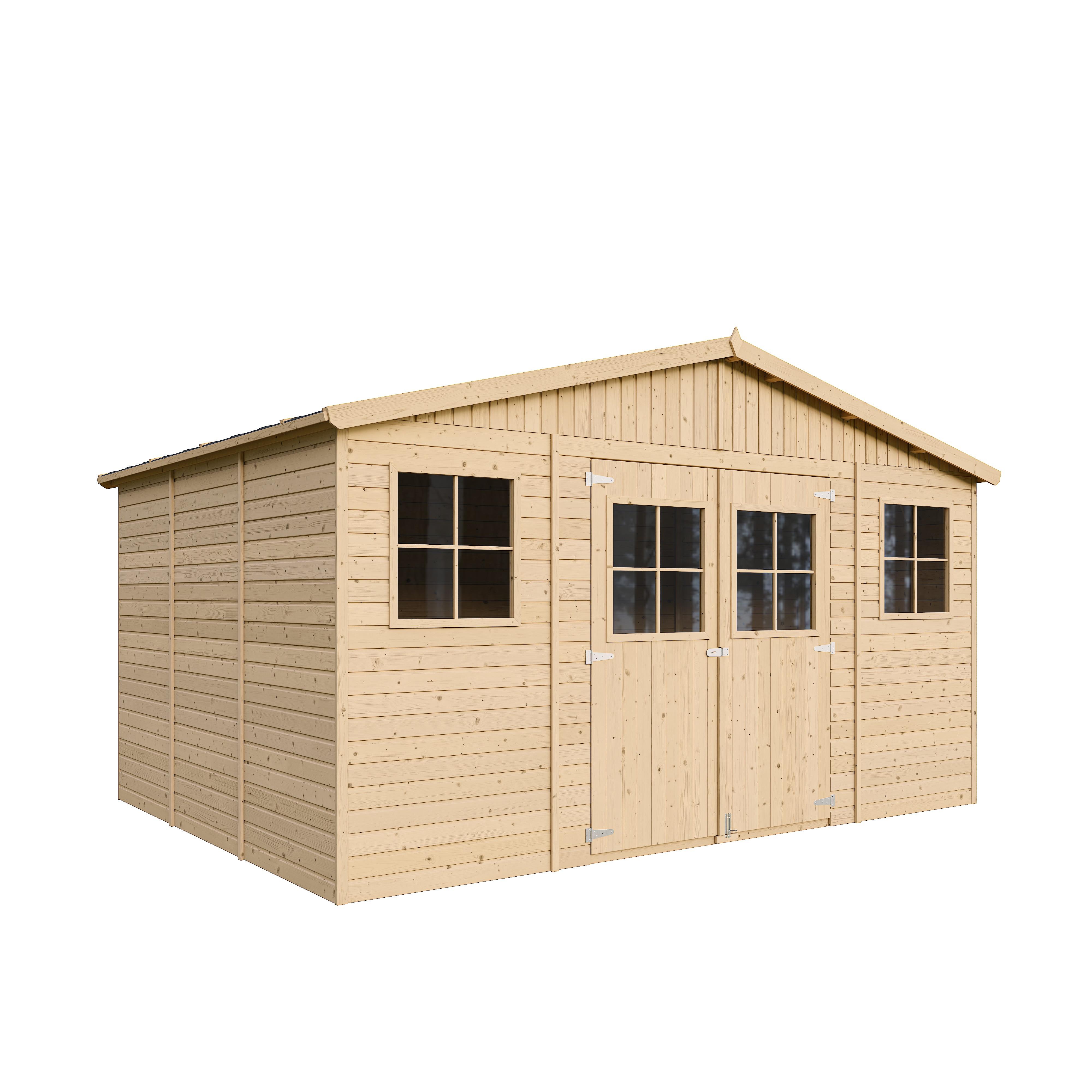 HOLZ-GARTENHAUS mit imprägnierten Boden- H246 x 418 x 320 cm/ 12 m² - Beige, Holz (418/246/320cm) - Timbela