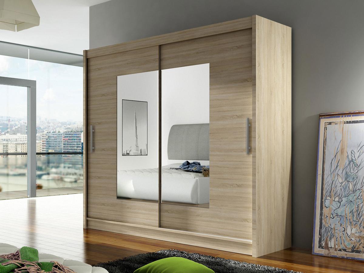 KLEIDERSCHRANK London VII - Silberfarben/Sonoma Eiche, Holzwerkstoff/Kunststoff (180/215/58cm) - MIRJAN24