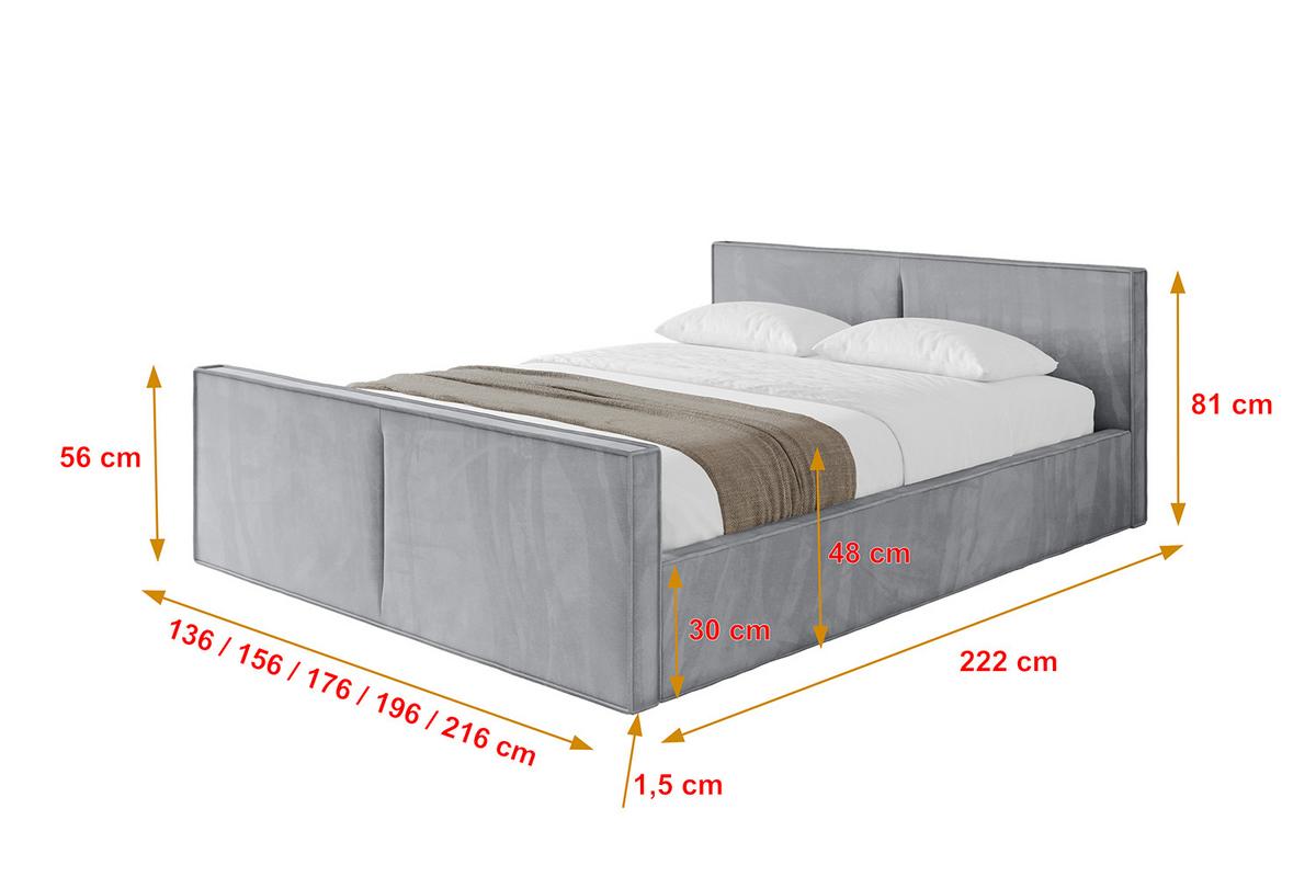 POLSTERBETT mit Bettkasten, Fußteil und Lattenrost, Boxbett mit Matratze H3/H4 - EMMI-Z-V1 180x200 Hellgrau - Hellgrau, Holzwerkstoff/Textil (180/200cm) - ALTDECOR