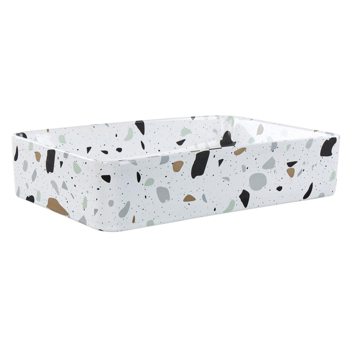 AUFSATZWASCHBECKEN Terrazzo Weiß 51/34 cm Keramik Nules - Weiß, Keramik (51/11/34cm) - Beliani