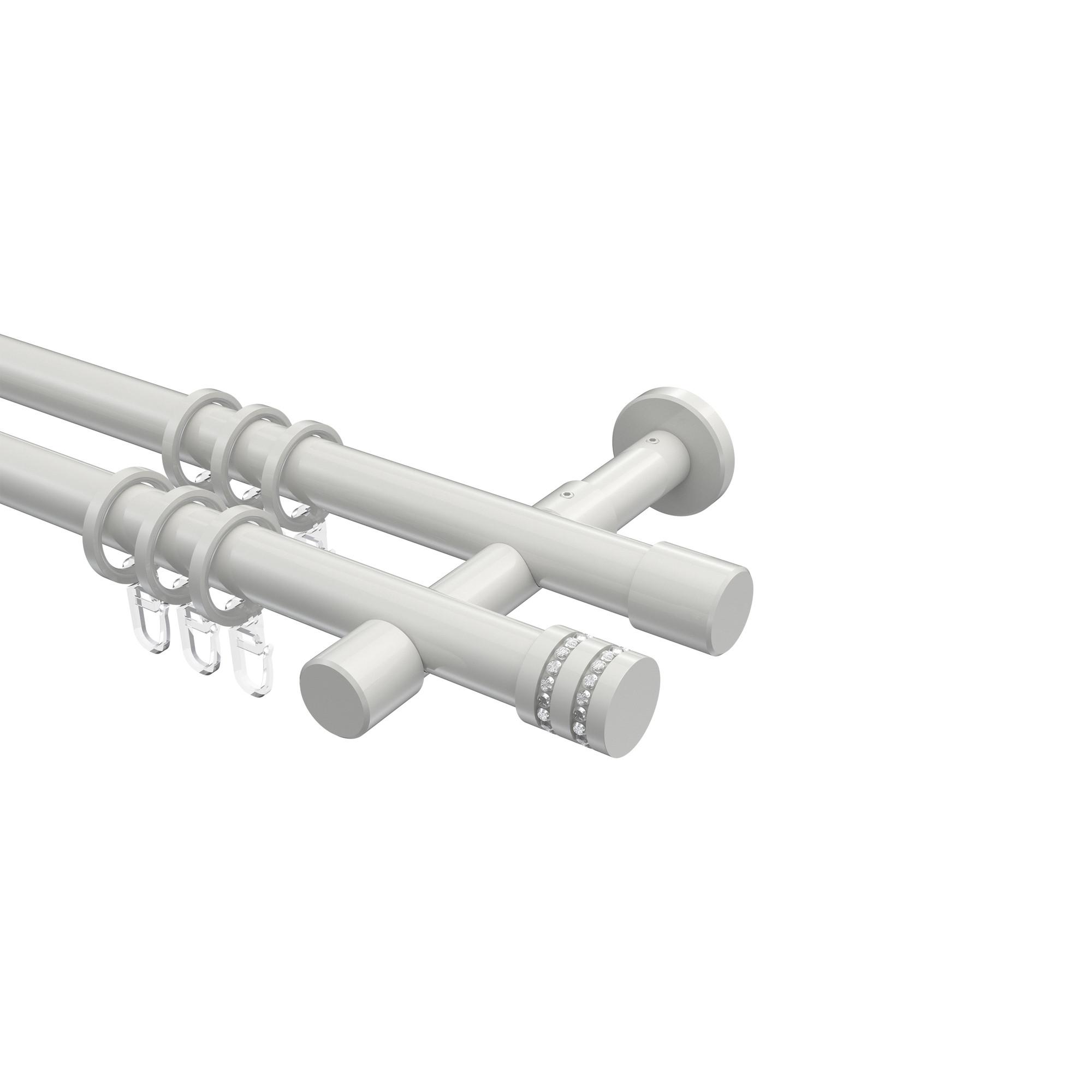 GARDINENSTANGE Prestige Estana 420 cm (geteilt in 3 x 140 cm), 2-läufig, 20 mm Ø Weiß - Weiß, Metall (420cm) - INTERDECO