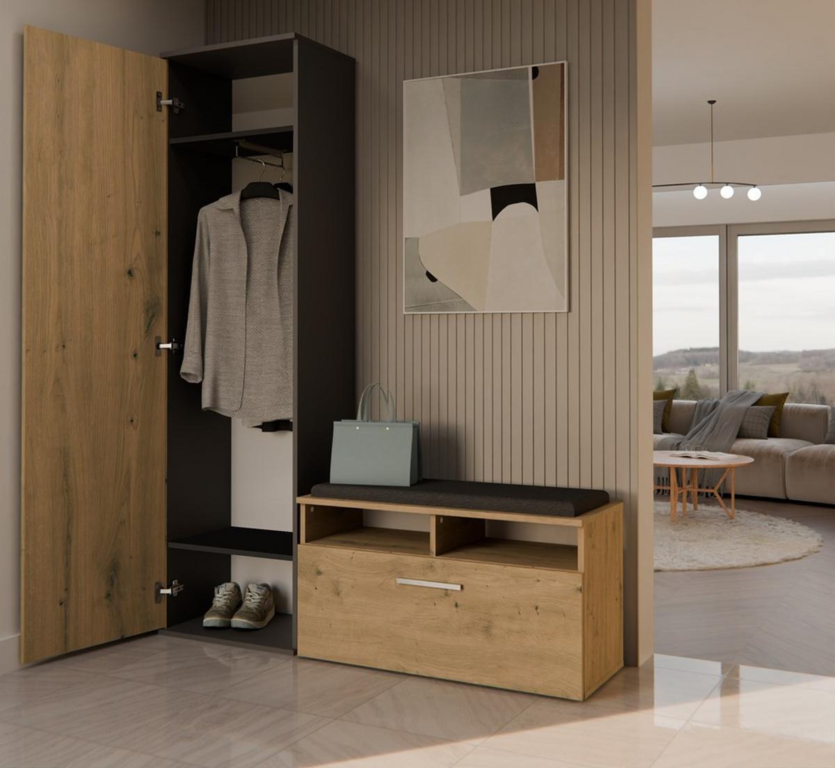 GARDEROBENSCHRANK Anthrazit, Artisan 50/180/35 - Anthrazit, Holzwerkstoff (50/180/35cm) - RAUMHIRSCH FURNITURE