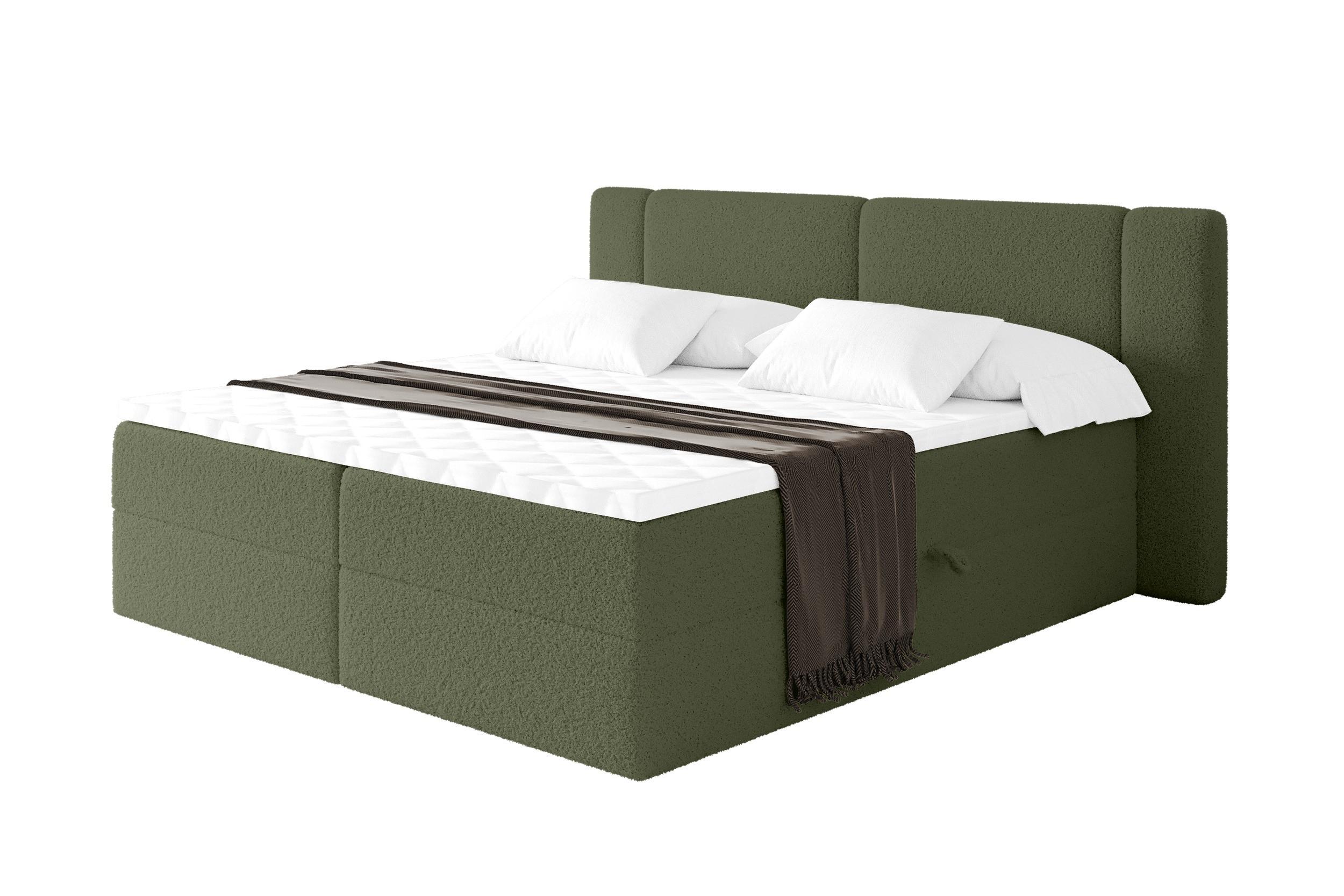 BOXBETT mit Matratze H3 - EVON - 180x200 cm Grün - Jadegrün, Holzwerkstoff (180/200cm) - ALTDECOR