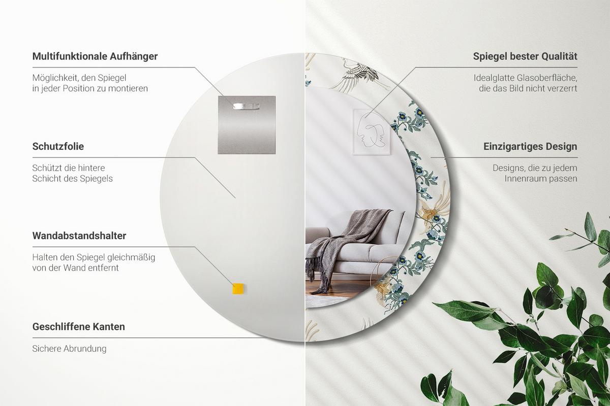 SPIEGEL Rund Ø 60 cm mit Aufdruck - Multicolor, Glas (60/60/0.4cm) - Wallfluent