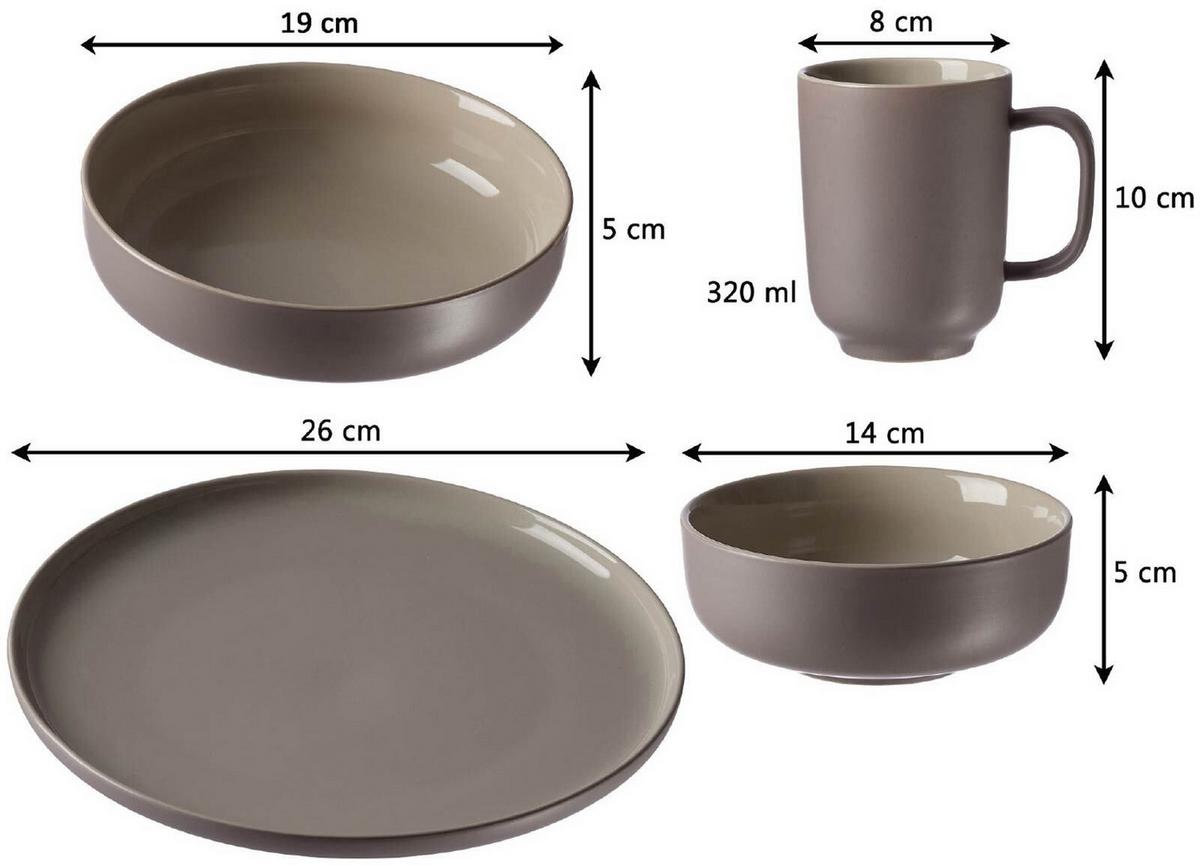 XXL KOMBISERVICE Jasper mint-taupe 32er Set - Taupe/Mintgrün, Keramik (2/2/2cm) - Ritzenhoff Breker
