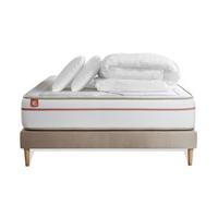 BETT Le Paisible Memory-Schaum 160 x 200 cm h1 - Kit Bettgestell Beige - Mit Kissen und Bettdecke - Beige, Karton/Holz (160/200cm) - Marmottes & Co