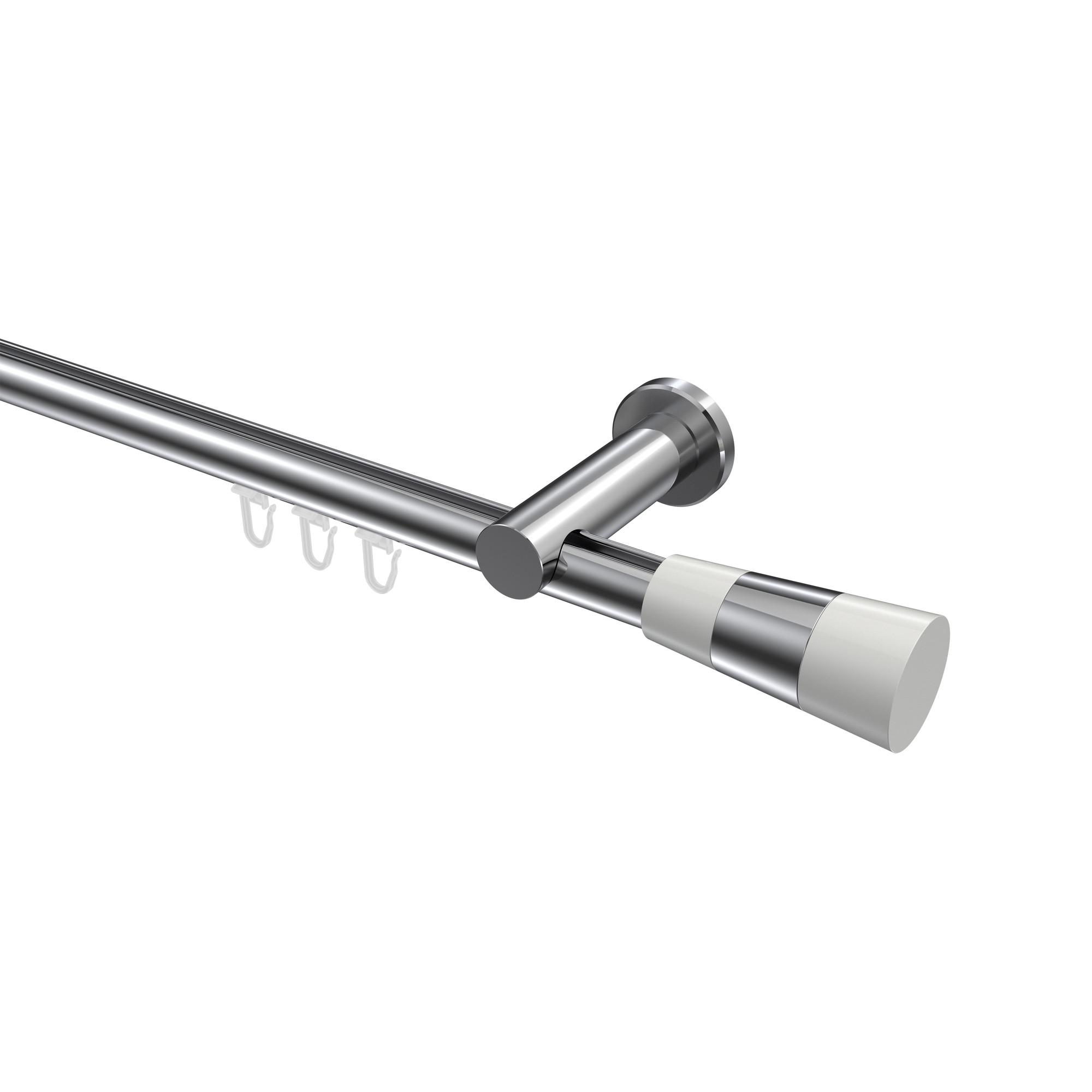 GARDINENSTANGE INNENLAUF Platon Tanara 280 cm (geteilt in 2 x 140 cm), 1-läufig, 20 mm Ø Chrom - Chromfarben/Weiß, Metall (280cm) - INTERDECO