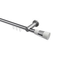 GARDINENSTANGE INNENLAUF Platon Tanara 160 cm, 1-läufig, 20 mm Ø Chrom - Chromfarben/Weiß, Metall (160cm) - INTERDECO