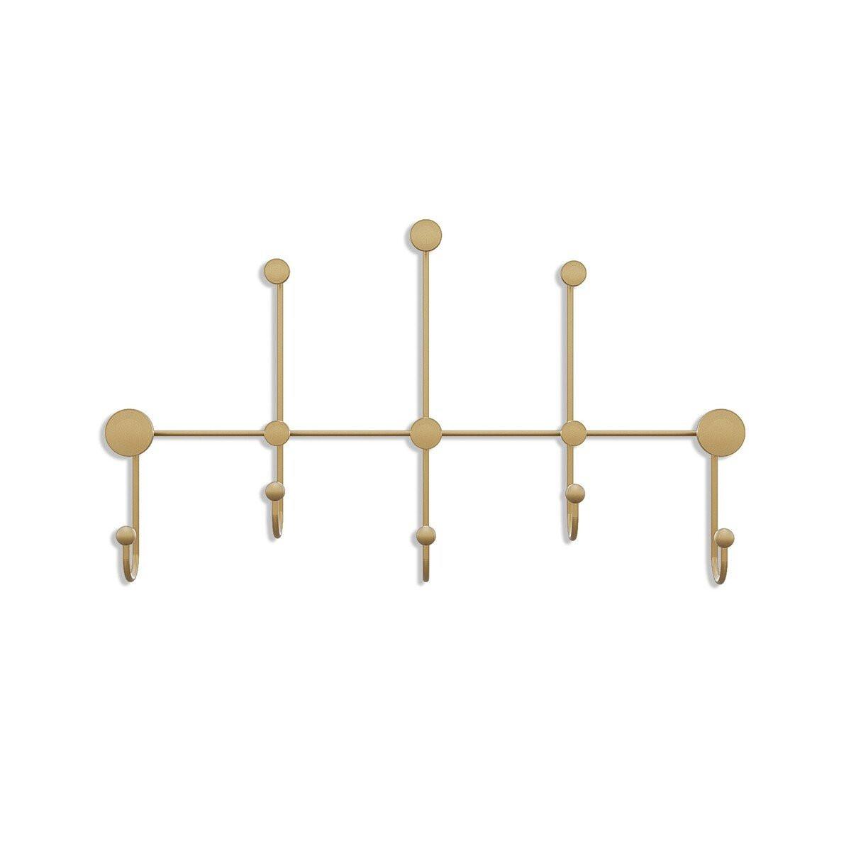 WANDGARDEROBE mit 8 Haken aus goldfarbenem Metall 80/10/45 cm - Goldfarben, Metall (10/45/80cm) - Calicosy