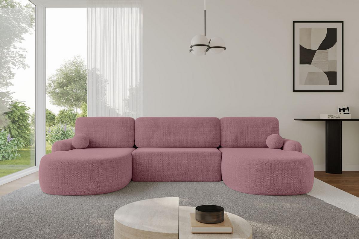 WOHNLANDSCHAFT mit Schlaffunktion und Bettkasten LIRA-U - 335x172x89 Altrosa - Altrosa, Holzwerkstoff/Textil (335/89/172cm) - ALTDECOR