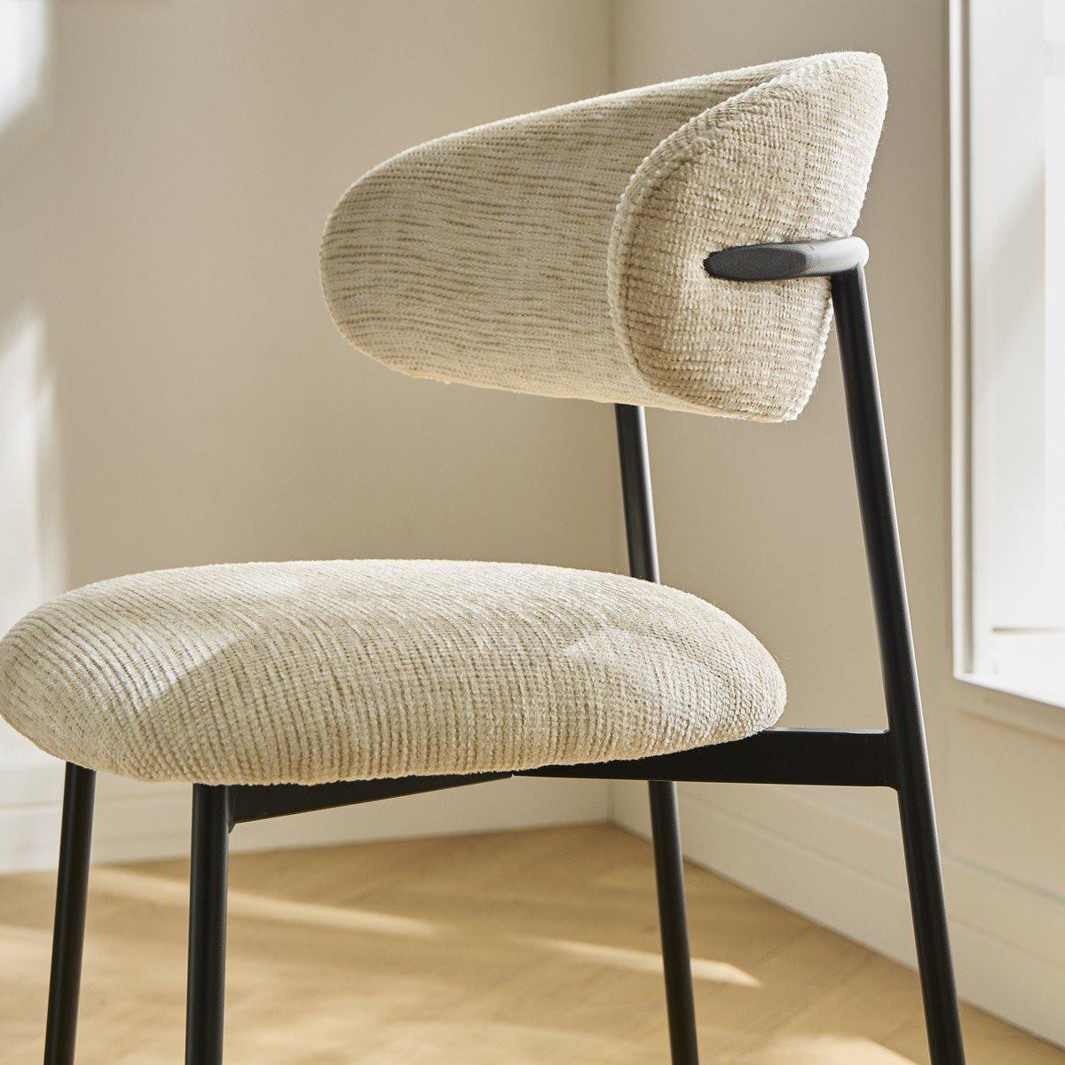 2ER-SET Hocker aus meliertem Stoff mit Metallbeinen Draco 52/53/94 cm - Beige, Holzwerkstoff (46/94/51cm) - Calicosy