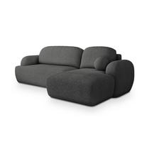 ECKSOFA MODENZA N R-S Grau Boucle-Stoff mit Schlaffunktion - Schwarz/Grau, Holz/Kunststoff (266/148cm) - MASSENO