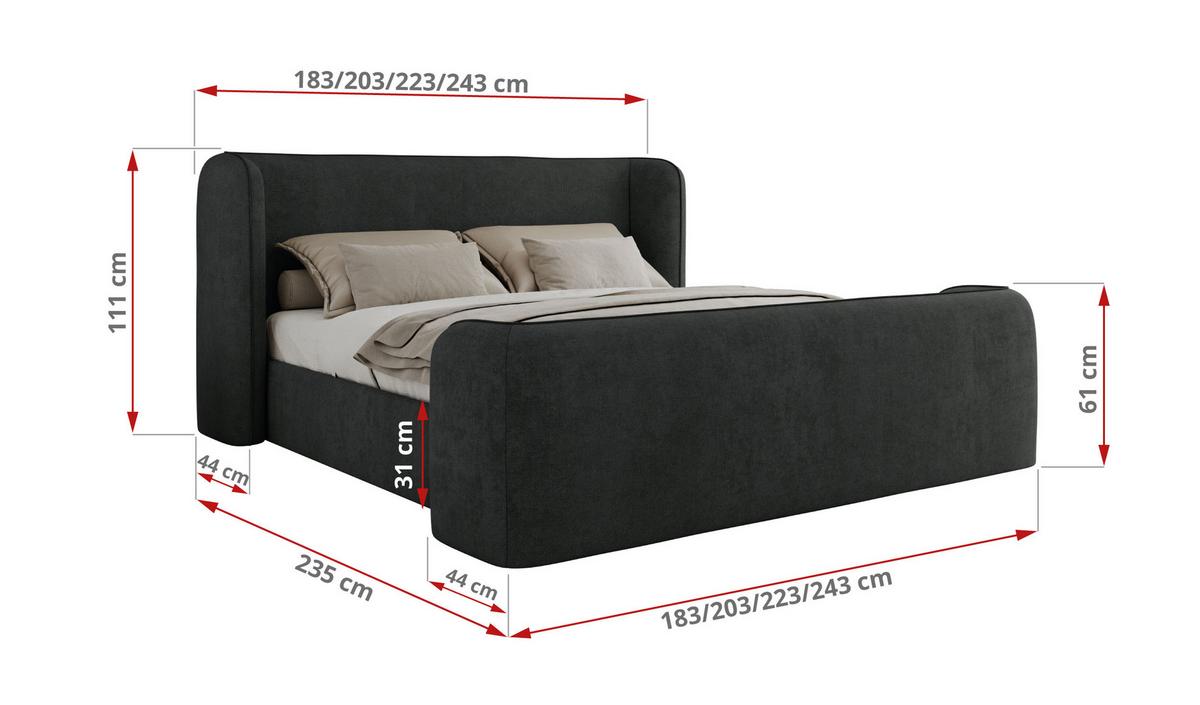 POLSTERBETT EMORA CLASSIC DUO 160/200 - Dunkelgrau Strukture - Multipocket-Matratze - Dunkelgrau, Textil (160/200cm) - MKS