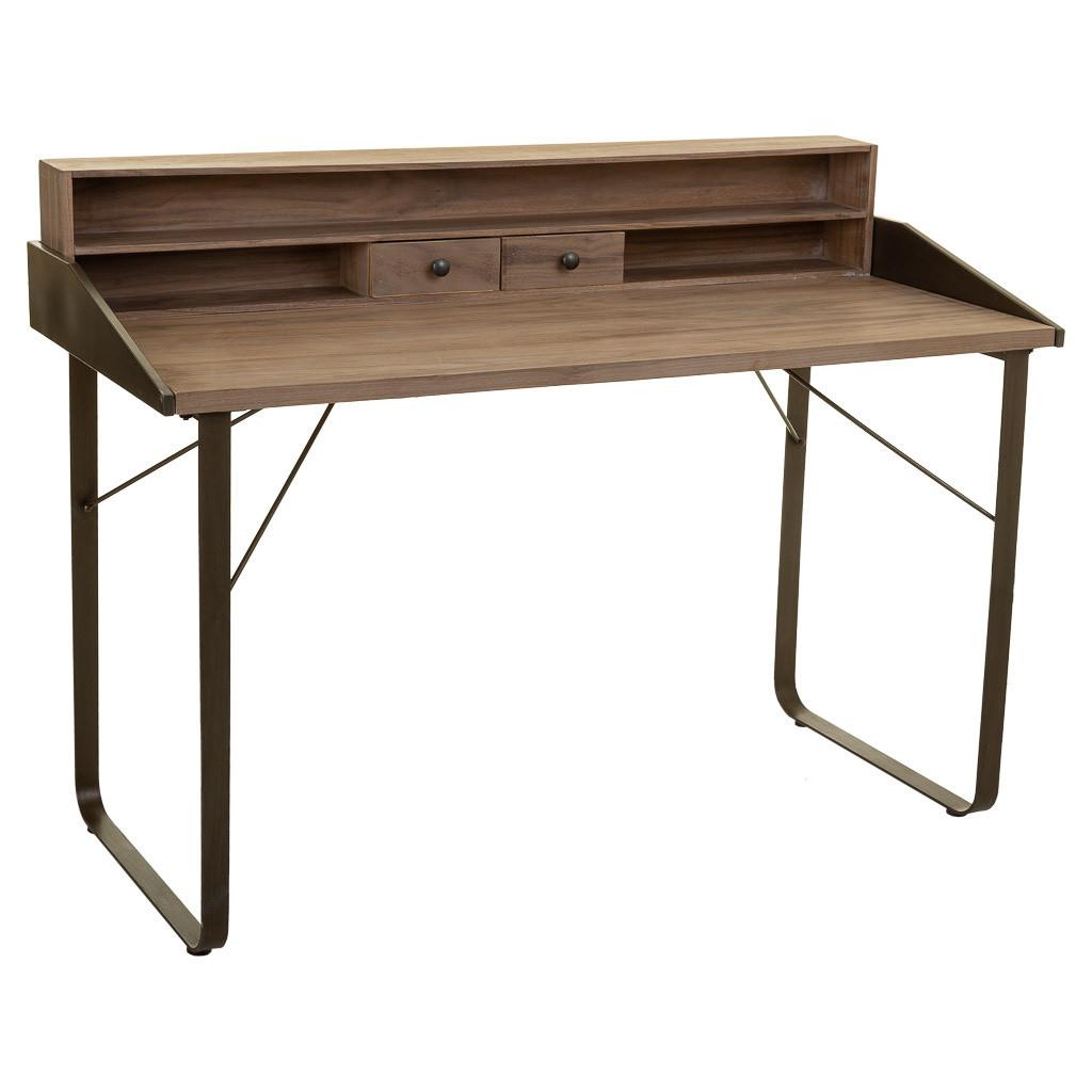 SCHREIBTISCH aus Holz und Metall 130x60x95 cm - Braun, Metall (60/130/95cm) - Wanderlust