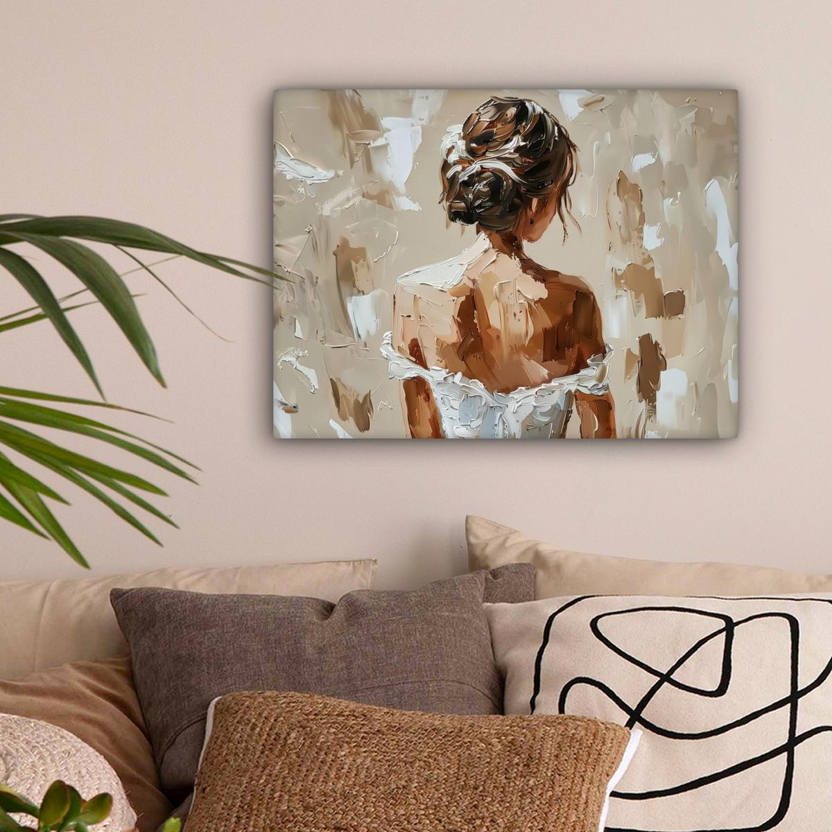 LEINWANDBILD Frau - Farbe - Abstrakt - Beige - Modern Wandbild 40x30 cm - Sandfarben, Textil (40/30cm) - MuchoWow