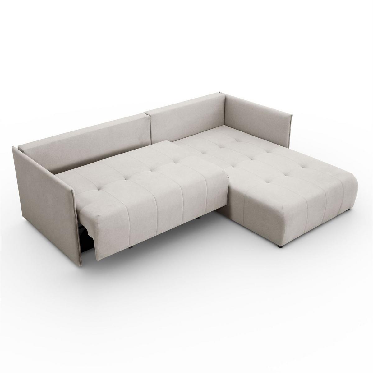 ECKSOFA APOLLO L mit Schlaffunktion und Bettkasten – rechte Seite - Ecru, Textil (246/188cm) - Lookway