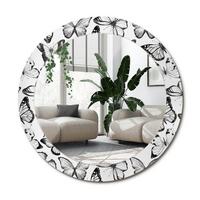 SPIEGEL Rund Ø 70 cm mit Aufdruck - Schwarz, Glas (70/70/0.4cm) - Wallfluent