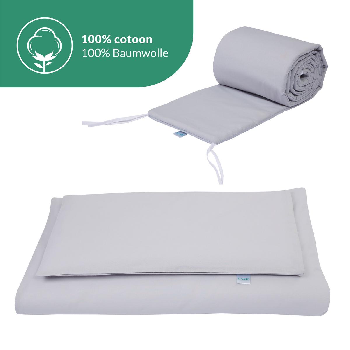 BABYBETT WHITE, 7in1 mit Matratze - Weiß/Grau, Holz (73/123cm) - waldin