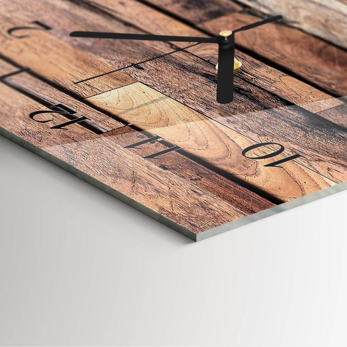 WANDUHR aus Glas 30x60 cm - Holz - Braun, Glas (30/60/0.4cm) - TULUP