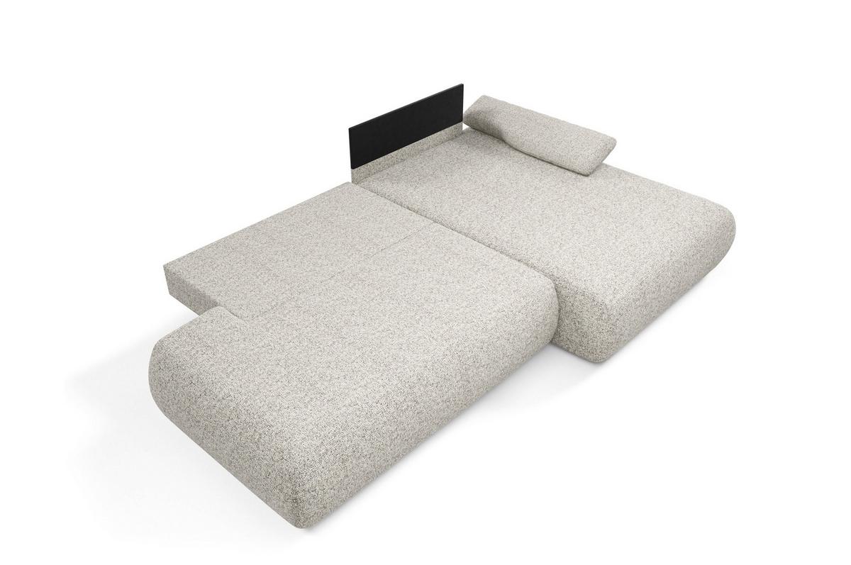 ECKSOFA DELTA R-S Hellgrau Geflochtener Stoff mit Schlaffunktion - Hellgrau, Holz (286/173.5cm) - MASSENO