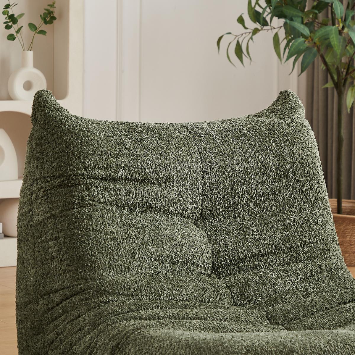 SESSEL Chenille Stil mit Fußhocker & ergonomisch - Grün, Textil (94/71/185cm) - Urban Meuble