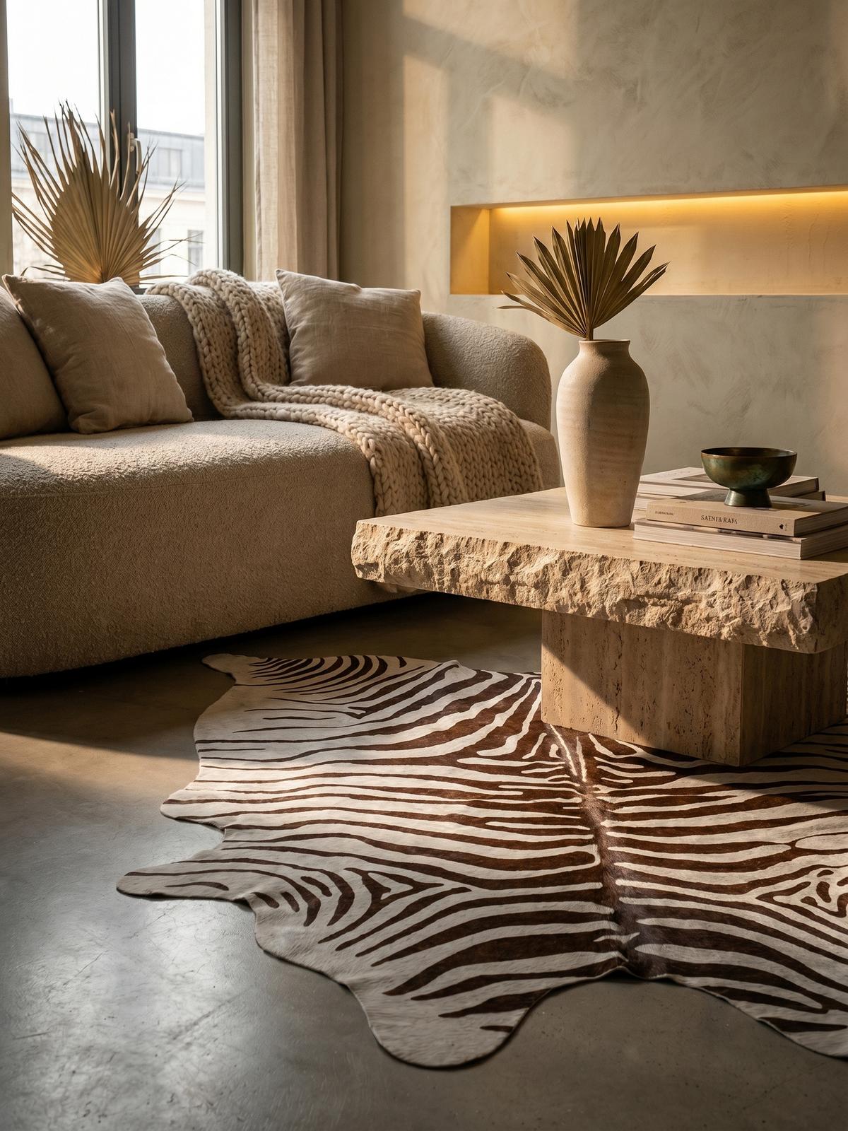 TEPPICH Flachgewebe GASTEIN in Braun, in Tigerfell-Optik, 100 x 135 cm - Braun, Textil (100/135cm) - KADIMA DESIGN