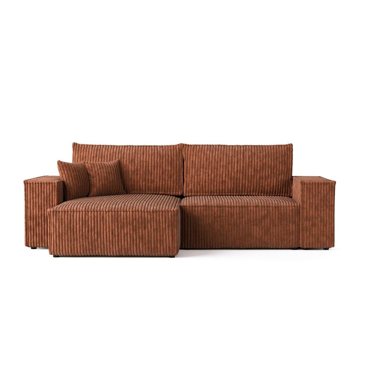 ECKSOFA CAVO mit Schlaffunktion Kupfer im Tilia Stoff - Schwarz/Kupferfarben, Holz/Holzwerkstoff (255/148cm) - AltaBeds