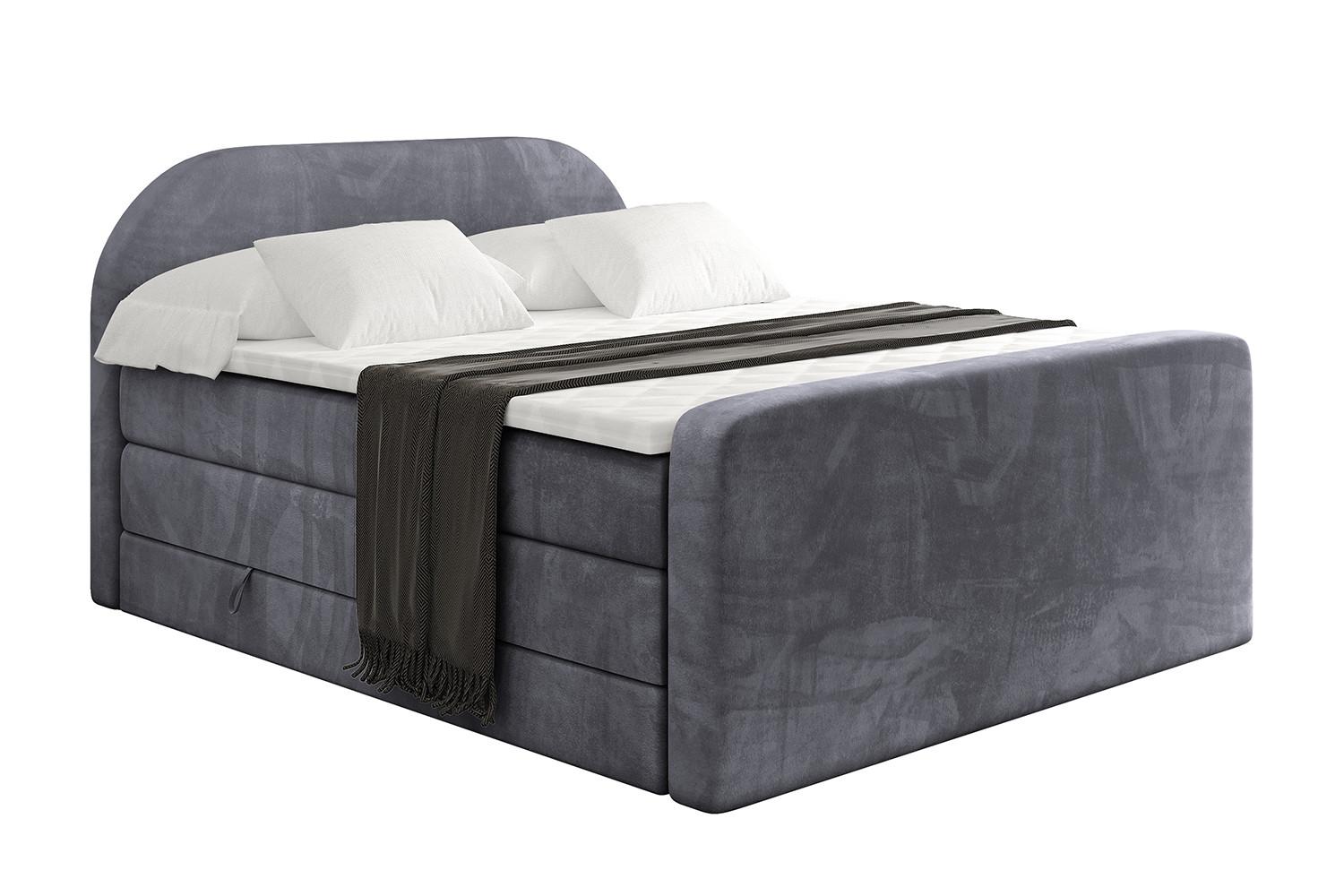 BOXSPRINGBETT mit Matratze und Lattenrost - NOX-Z KING-180x200 - Dunkelgrau Casablanca - Dunkelgrau, Holzwerkstoff (180/200cm) - ALTDECOR