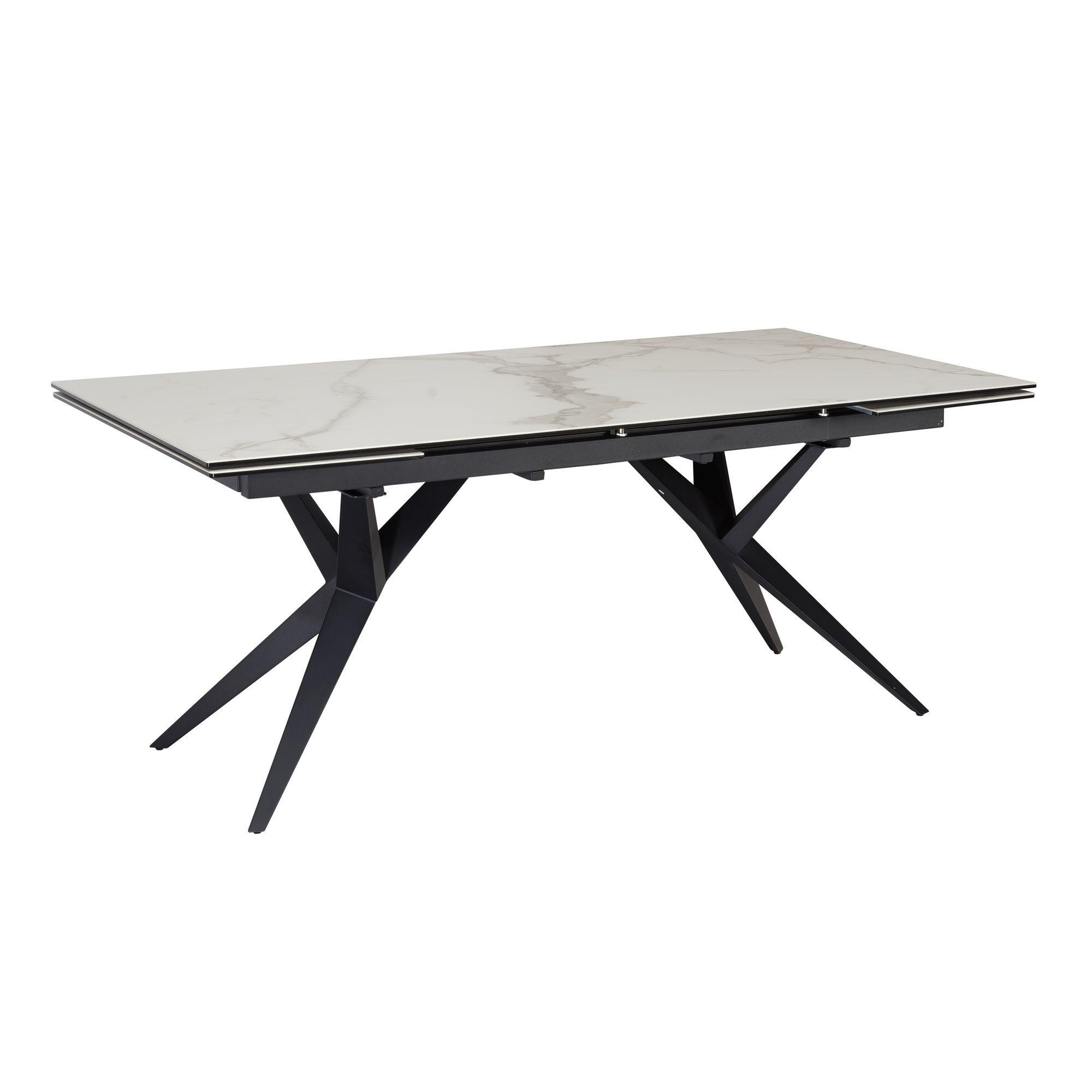 ESSTISCH Ausziehbar Keramik Glas Marmoroptik Groß, Weiß 180x95x76 cm - Schwarz/Weiß, Keramik/Metall (95/180/76cm) - KADIMA DESIGN