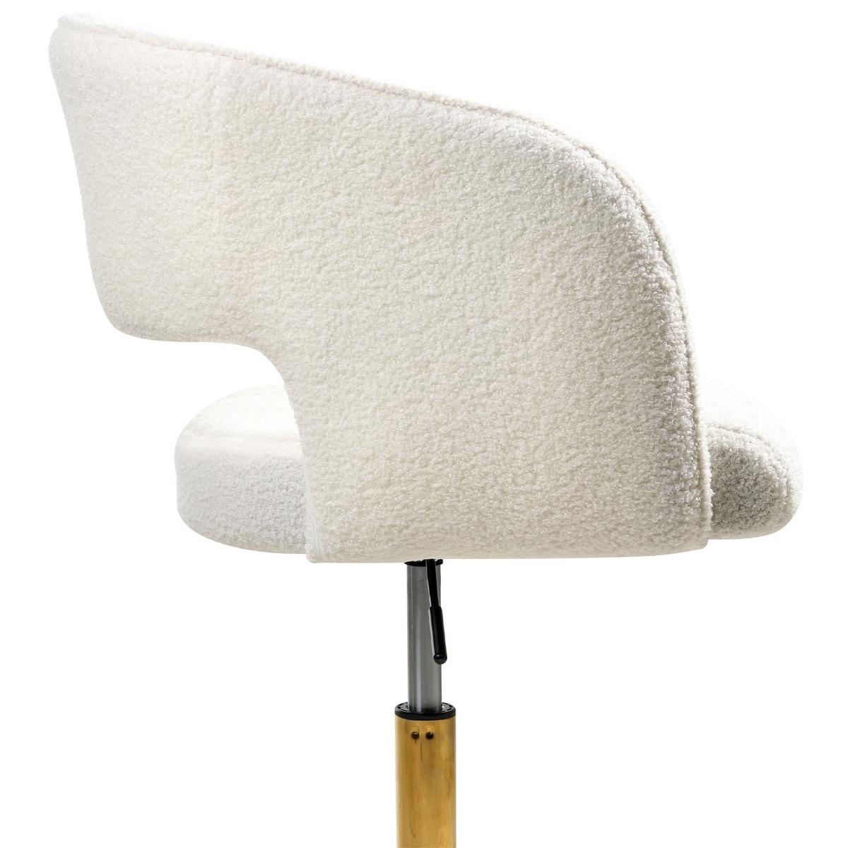 SCHREIBTISCHSTUHL Bouclé Cremeweiß Katonah - Weiß, Textil (57/78/57cm) - Beliani