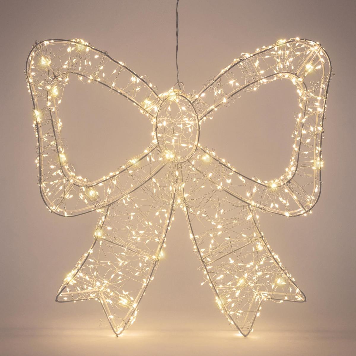 LED SCHLEIFE mit Timer 720 LED Warmweiß Weihnachtsdeko 46 cm Innen/Aussen - Weiß, Kunststoff (48/46/6cm) - ECD-Germany