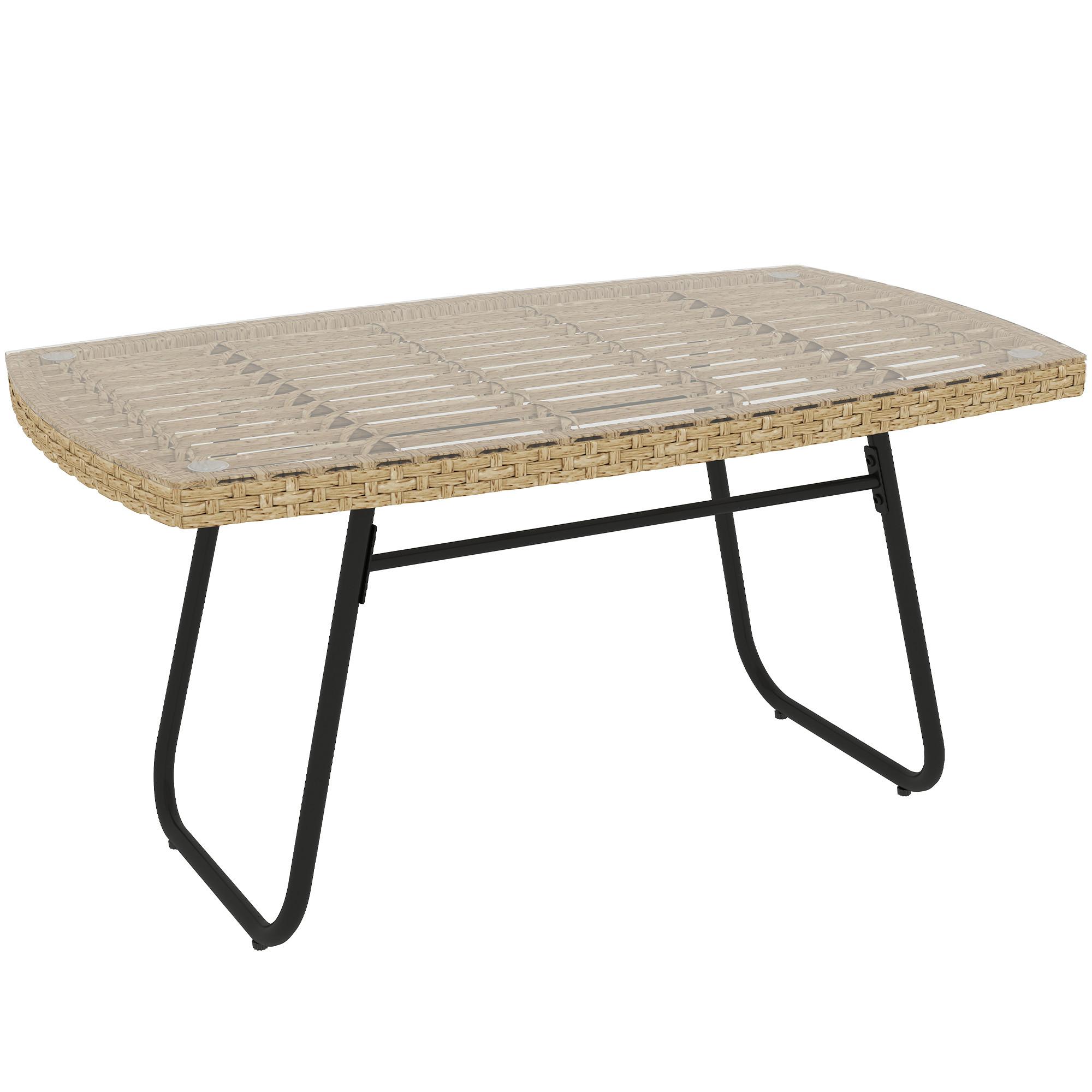 GARTENTISCH 90 x 50 x 45 cm, UV-beständig Beistelltisch Naturholz - Naturfarben, Metall (90/50/45cm) - Outsunny