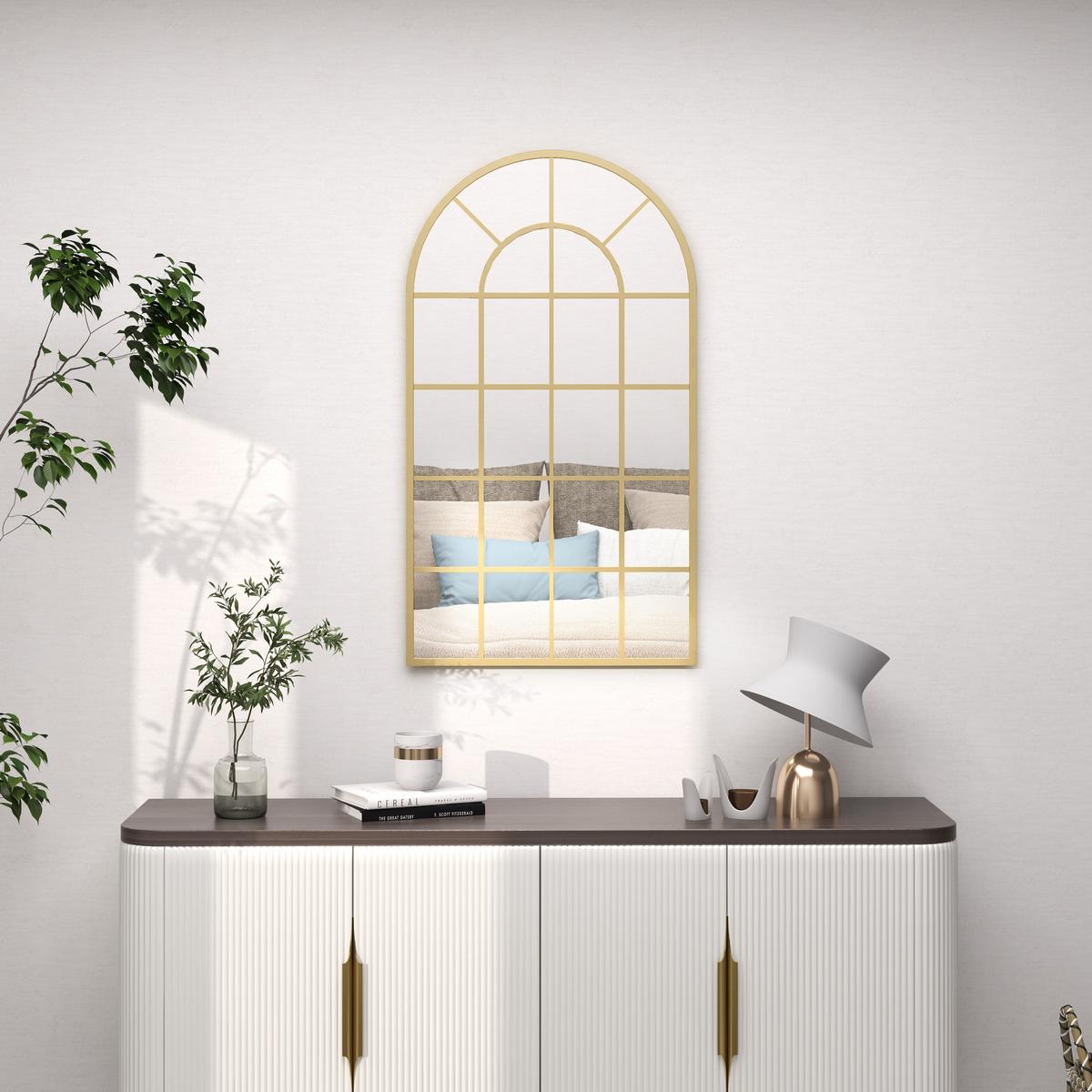 WANDSPIEGEL Garderobenspiegel 110 x 65cm Flurspiegel mit Metallrahmen - Goldfarben, Glas (65/2.5/110cm) - HOMCOM