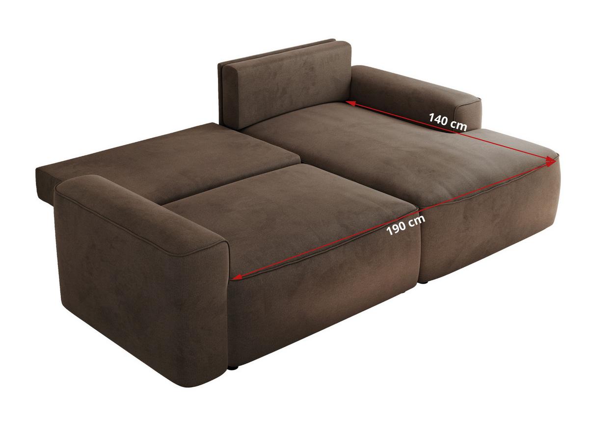 ECKSOFA BELLUNO L Braun Velvet - Rechts - Schwarz/Braun, Textil (233/144cm) - MKS