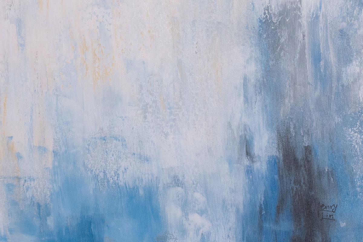 ACRYLBILD HANDGEMALT 100/75 cm - Blau/Weiß, Holz/Textil (100/75cm) - KUNSTLOFT
