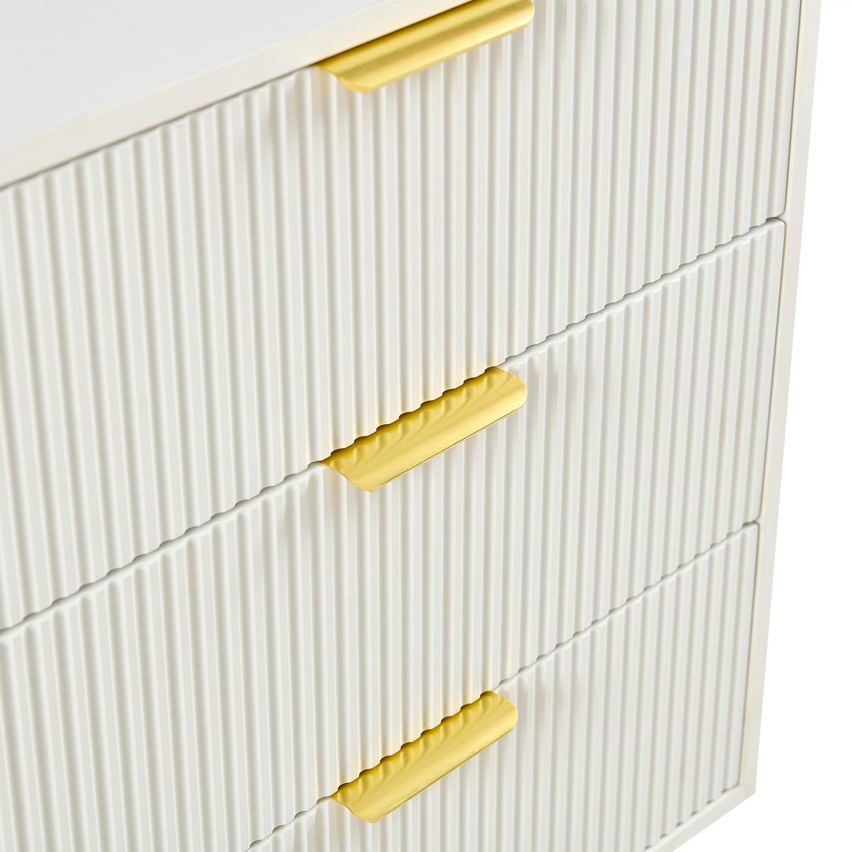 SIDEBOARD weiß gold 6 schubladen 120cm modern - Weiß, Holzwerkstoff (120/72/40cm) - Urban Meuble