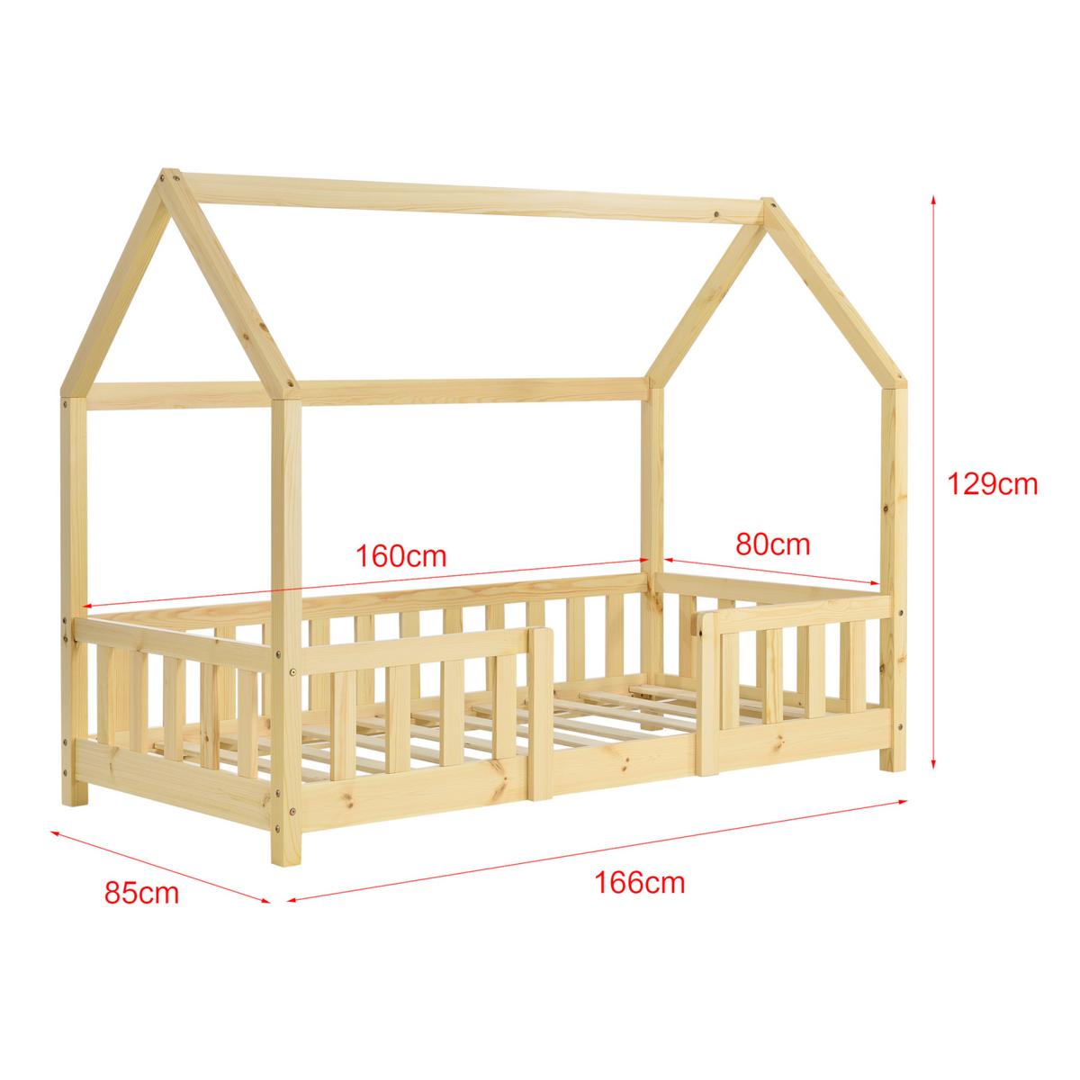 HAUSBETT Sisimiut - Naturfarben, Holz (80/160cm) - [en.casa]