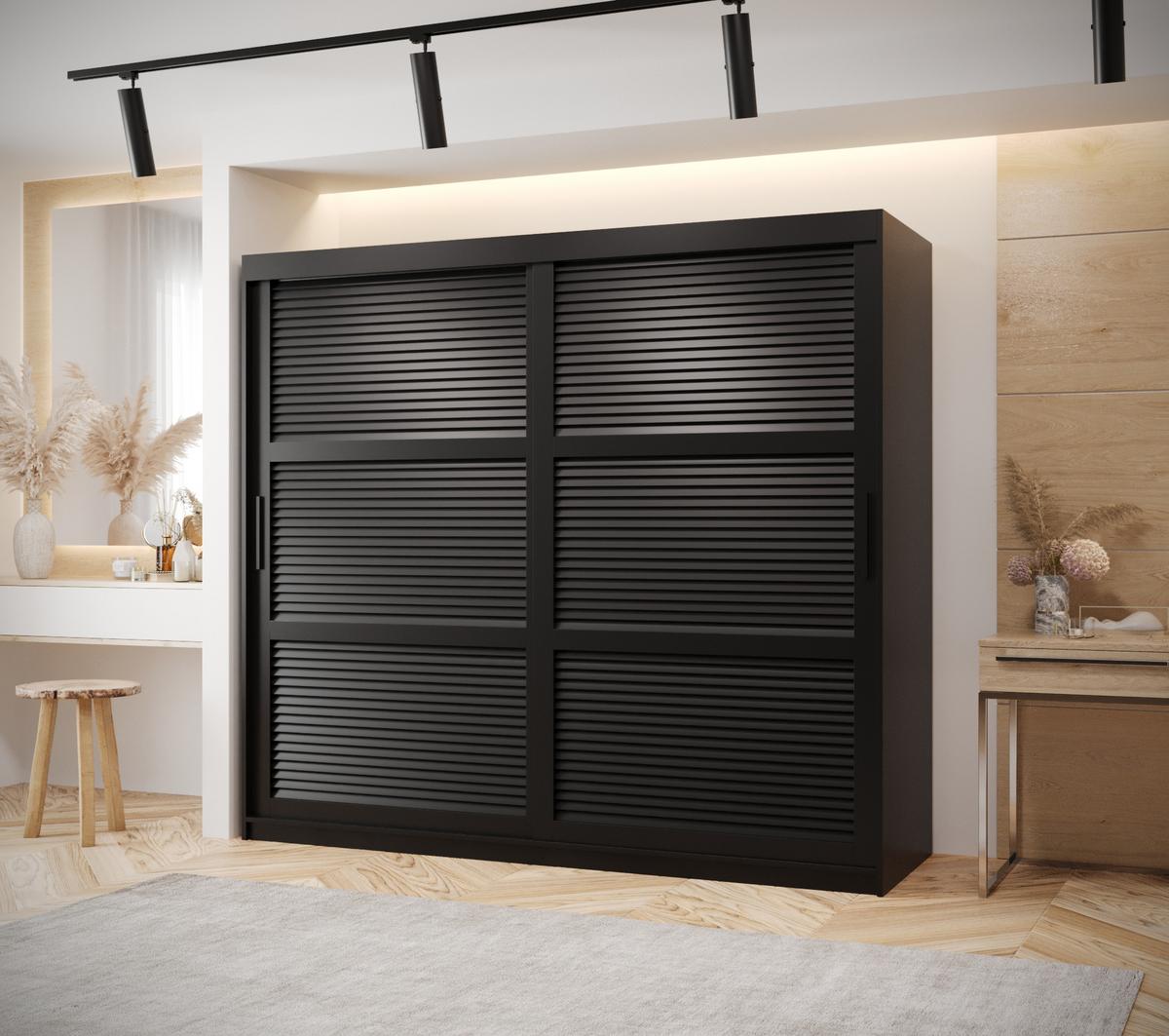 SCHWEBETÜRENSCHRANK 200/200/62 2-türig - Schwarz, Holz/Kunststoff (200/200/62cm) - MÖBEL KRYSPOL