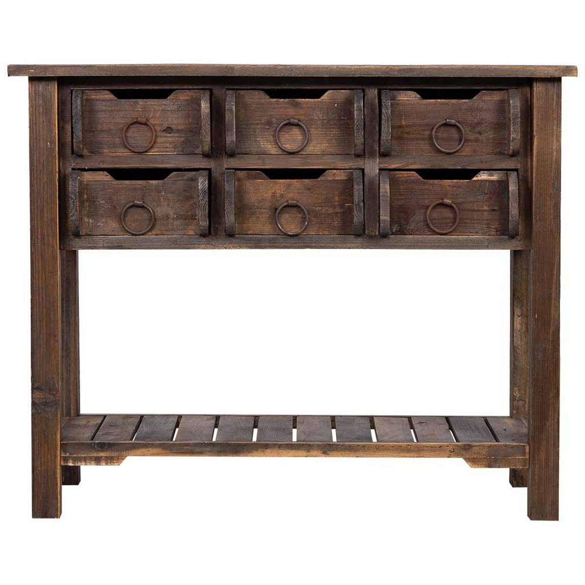 FLURTISCH aus holz mit 6 schubladen 105x45x82 cm - Braun, Holz (45/105/82cm) - Wanderlust