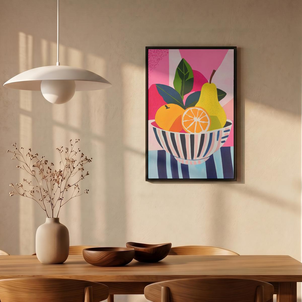 LEINWAND Bilder mit Rahmen - Obst - Abstrakter Hintergrund - Rosa - 40x60 - Pink, Textil (40/60cm) - MuchoWow