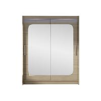 SCHWEBETÜRENSCHRANK Westa XII, mit RGB LED Beleuchtung - Silberfarben/Sonoma Eiche, Holzwerkstoff/Metall (150/200/58cm) - MIRJAN24
