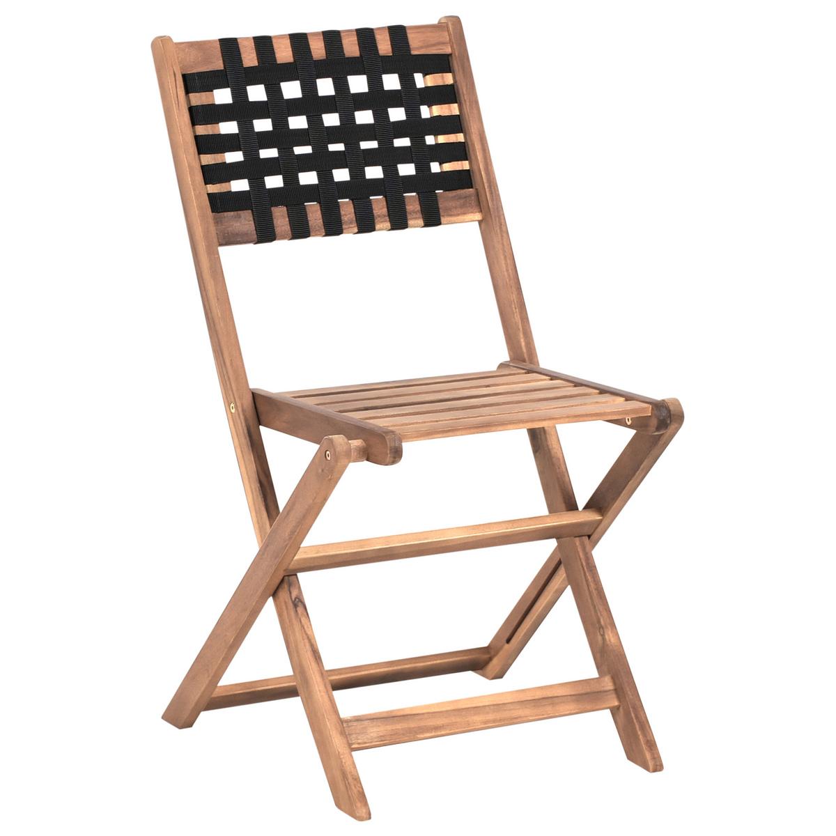 BISTRO-SET Akazienholz Braun/Schwarz Coniolo - Braun, Holz - Beliani