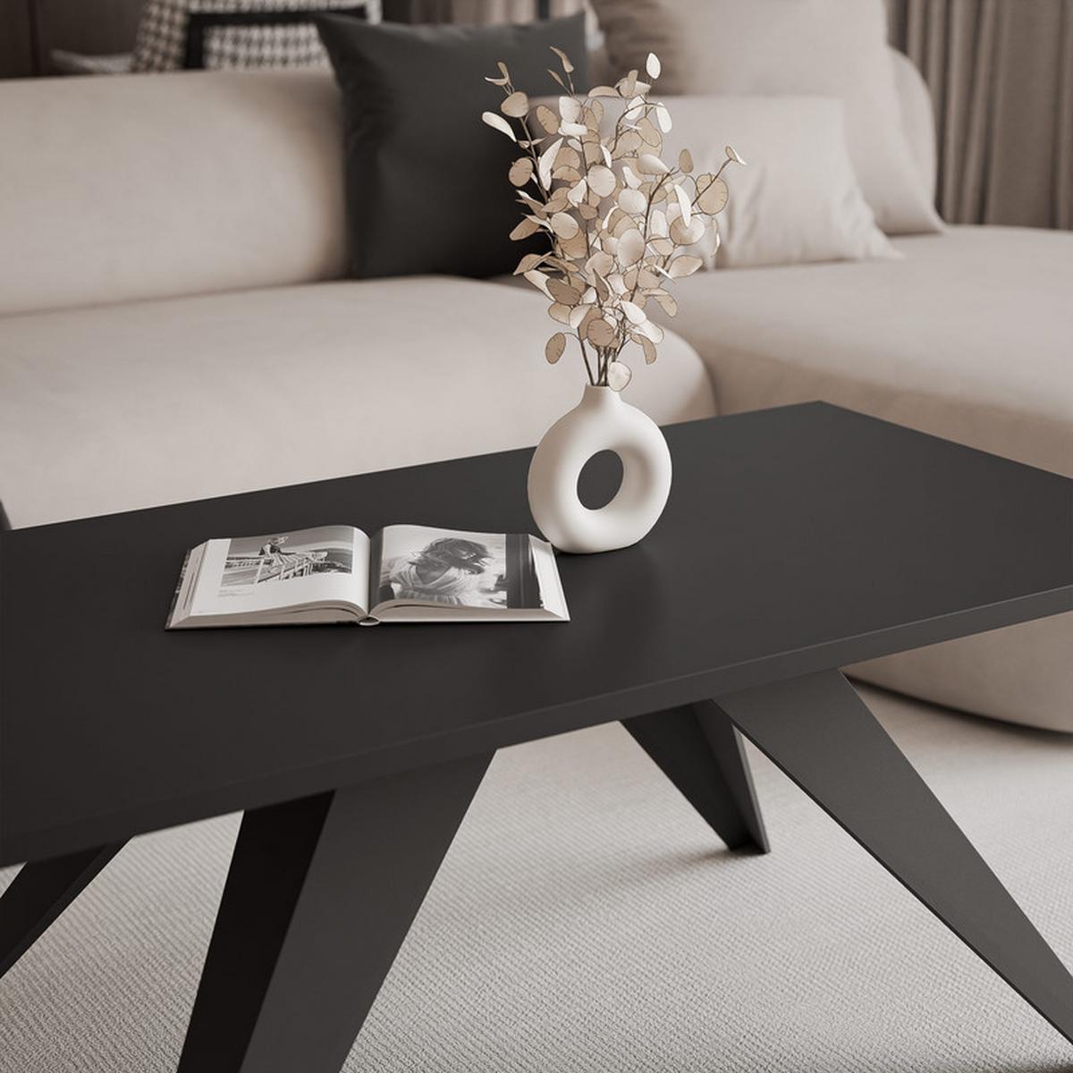 COUCHTISCH AIRA 120/60/48 cm Rechteckig, Schwarz - Schwarz, Metall (60/120/48cm) - Idohome