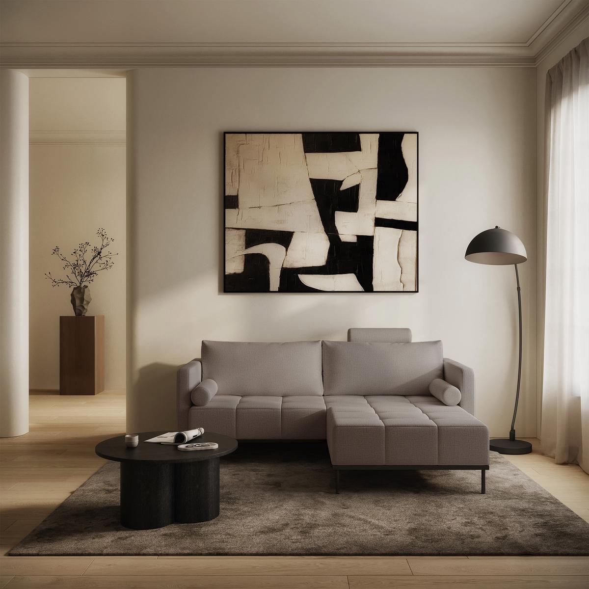 SCHLAFSOFA Skilia mit Schlaffunktion, 3-Sitzer 224 cm - Graubraun/Schwarz, Textil/Metall (224/85/102cm) - Selsey